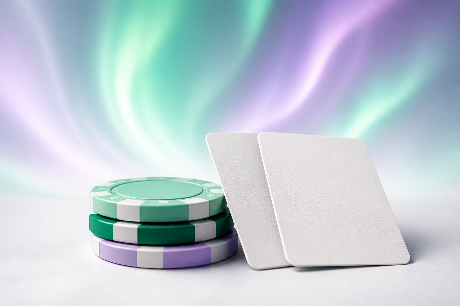 Stylised chips and cards arranged for comparison